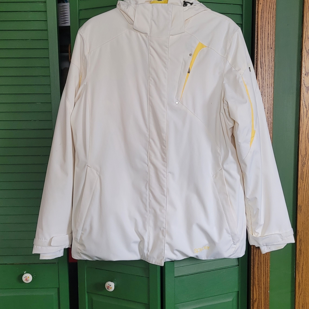 Spyder White and Yellow Ski Women's Jacket